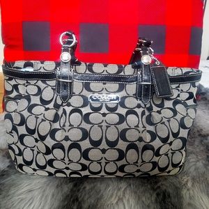 Coach F16561 Signature Gallery Tote Khaki & Bl